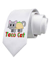 Cute Taco Cat Design Text Printed White Necktie by TooLoud