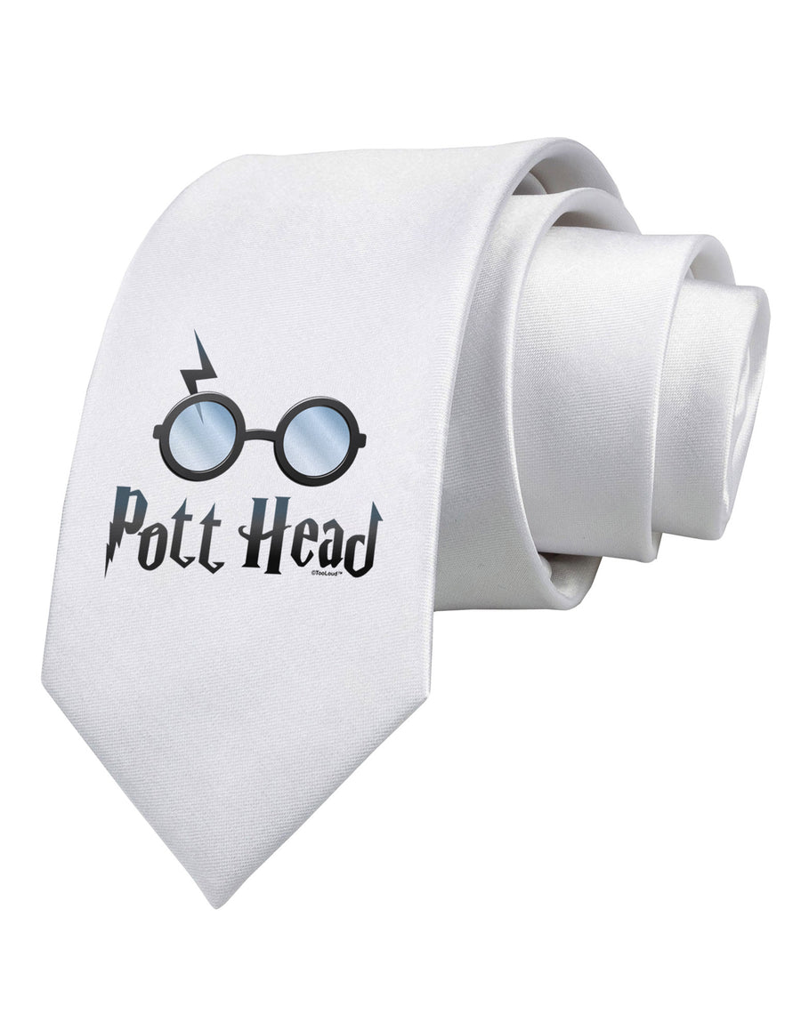 Pott Head Magic Glasses Printed White Necktie-Necktie-TooLoud-White-One-Size-Davson Sales