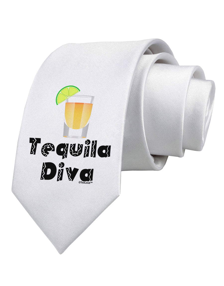 Tequila Diva - Cinco de Mayo Design Printed White Necktie by TooLoud