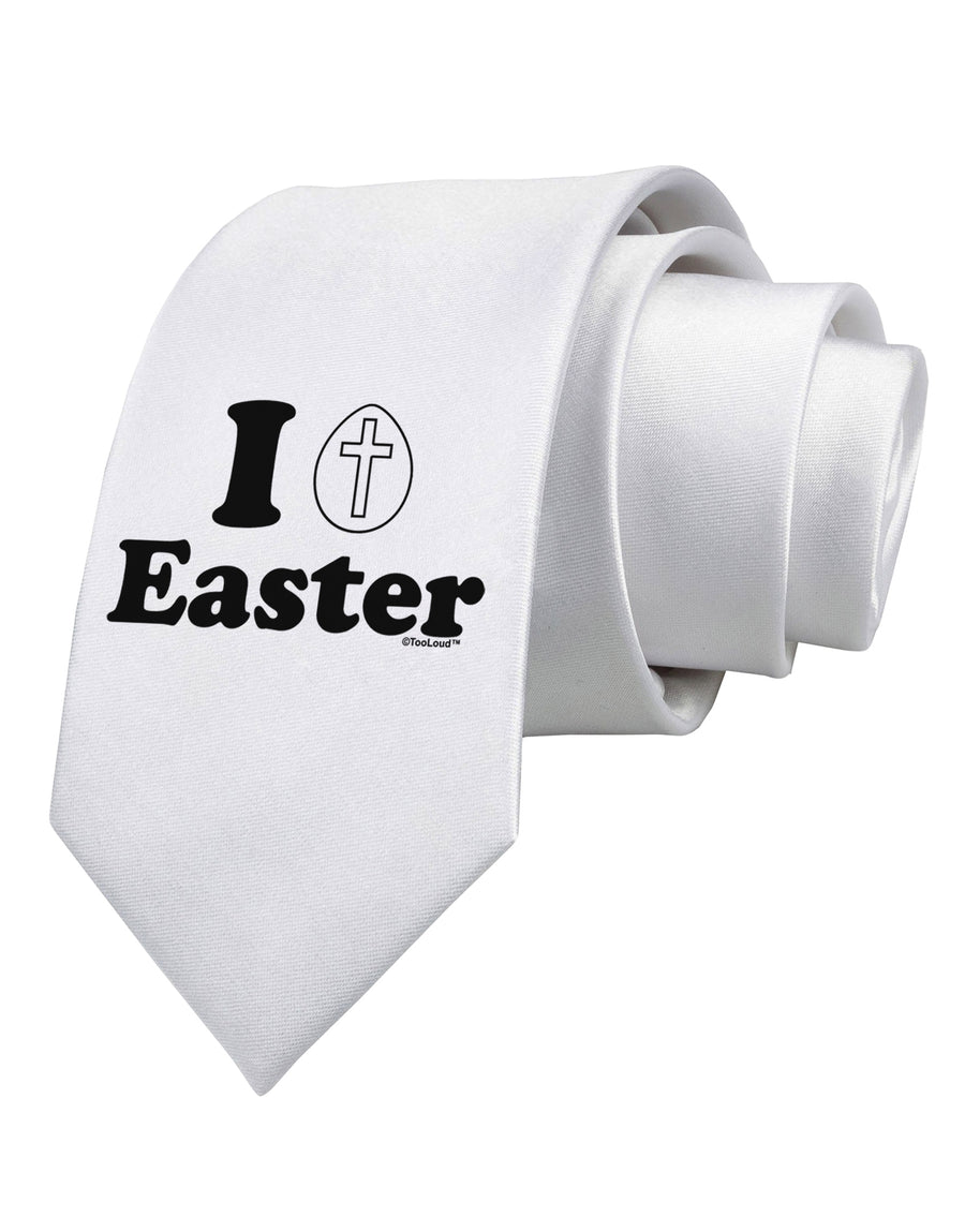 I Egg Cross Easter Design Printed White Necktie by TooLoud