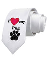 I Heart My Pug Printed White Necktie by TooLoud