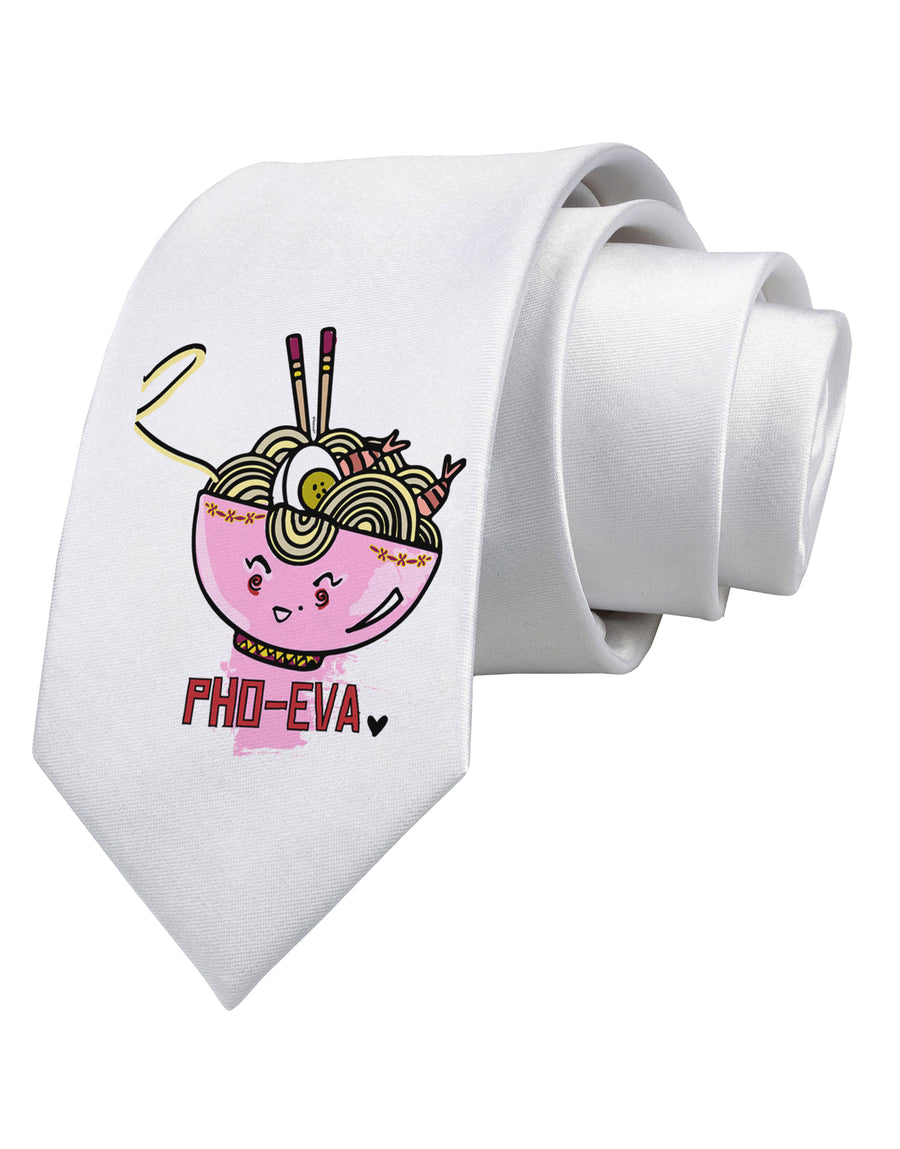 TooLoud Matching Pho Eva Pink Pho Bowl Printed White Neck Tie-Necktie-TooLoud-White-One-Size-Fits-Most-Davson Sales