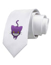 Evil Kitty Printed White Necktie
