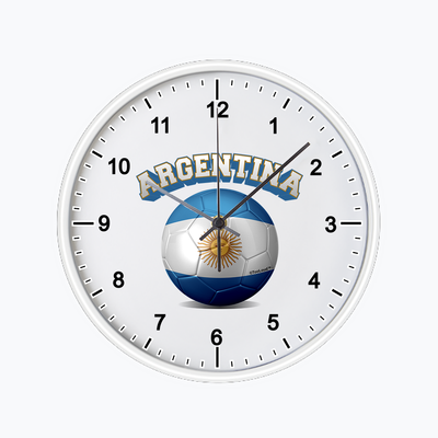 Soccer Ball Flag - Argentina 10 InchRound Wall Clock with Numbers-Wall Clock-TooLoud-White-Davson Sales