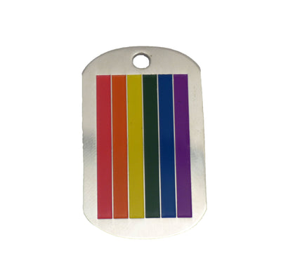 Rainbow Vertical Gay Pride Flag Adult Dog Tag Chain Necklace by TooLoud-TooLoud-White-Davson Sales