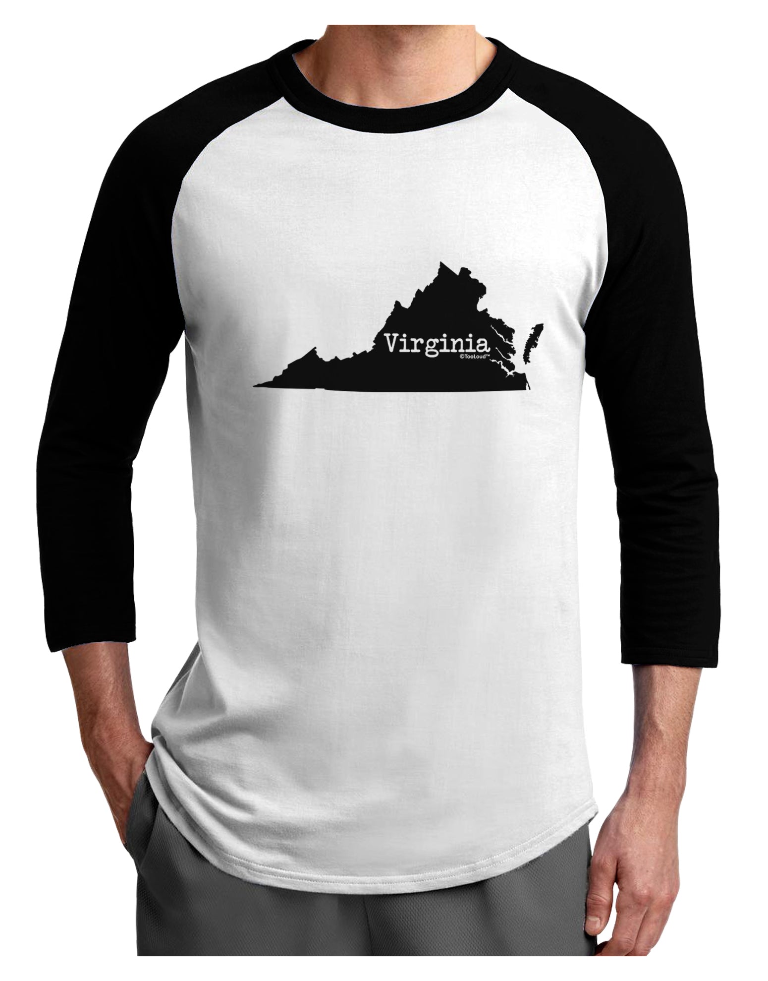 Virginia - United States Shape Adult Raglan Shirt by TooLoud-TooLoud-White-Black-X-Small-Davson Sales