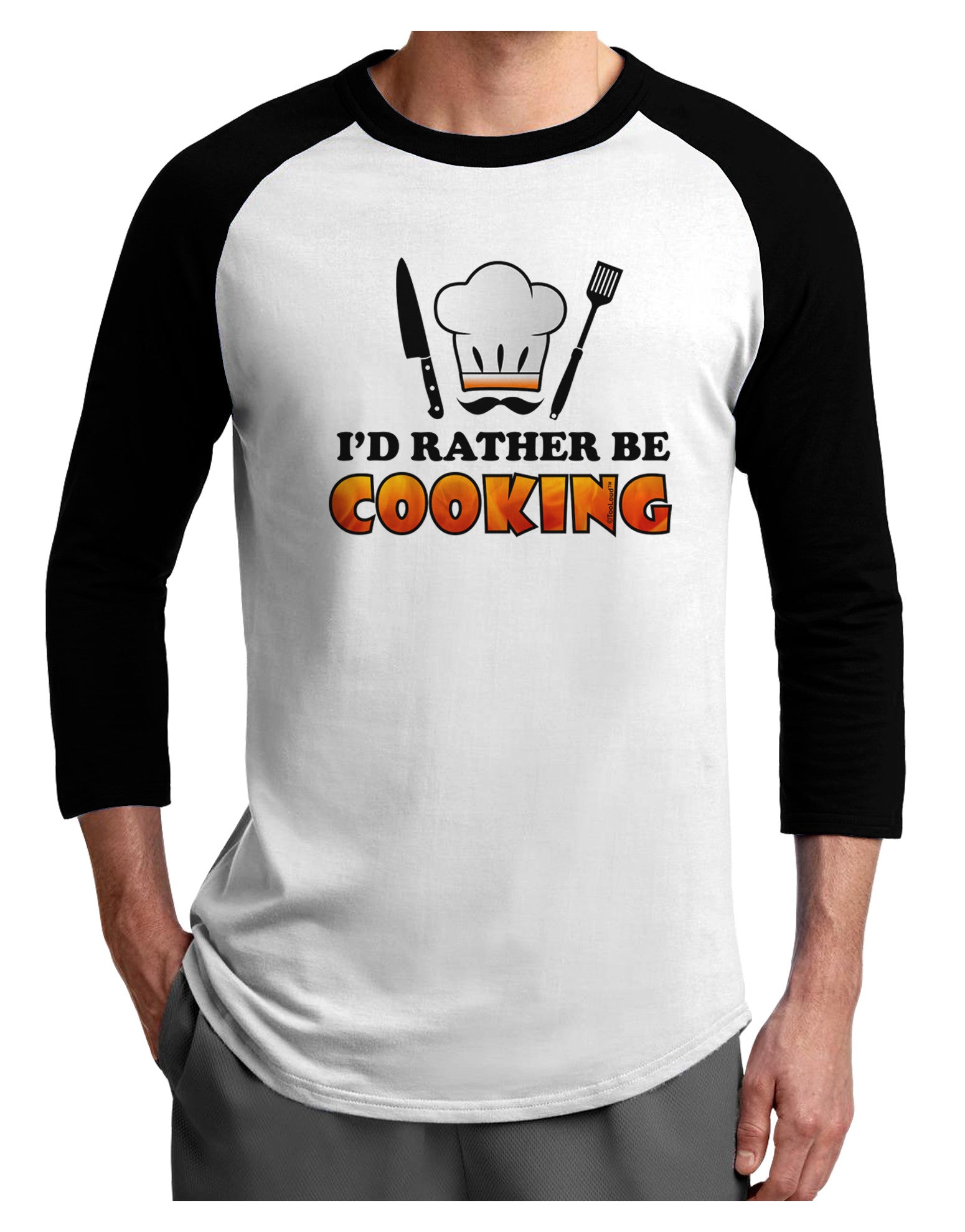 I'd Rather Be Cooking Adult Raglan Shirt-Raglan Shirt-TooLoud-White-Black-X-Small-Davson Sales