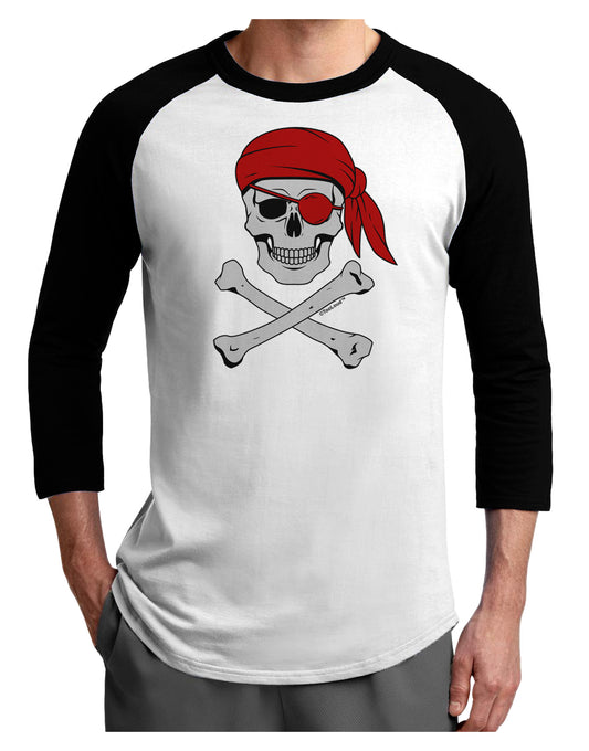 Pirate Skull Adult Raglan Shirt-Raglan Shirt-TooLoud-White-Black-X-Small-Davson Sales