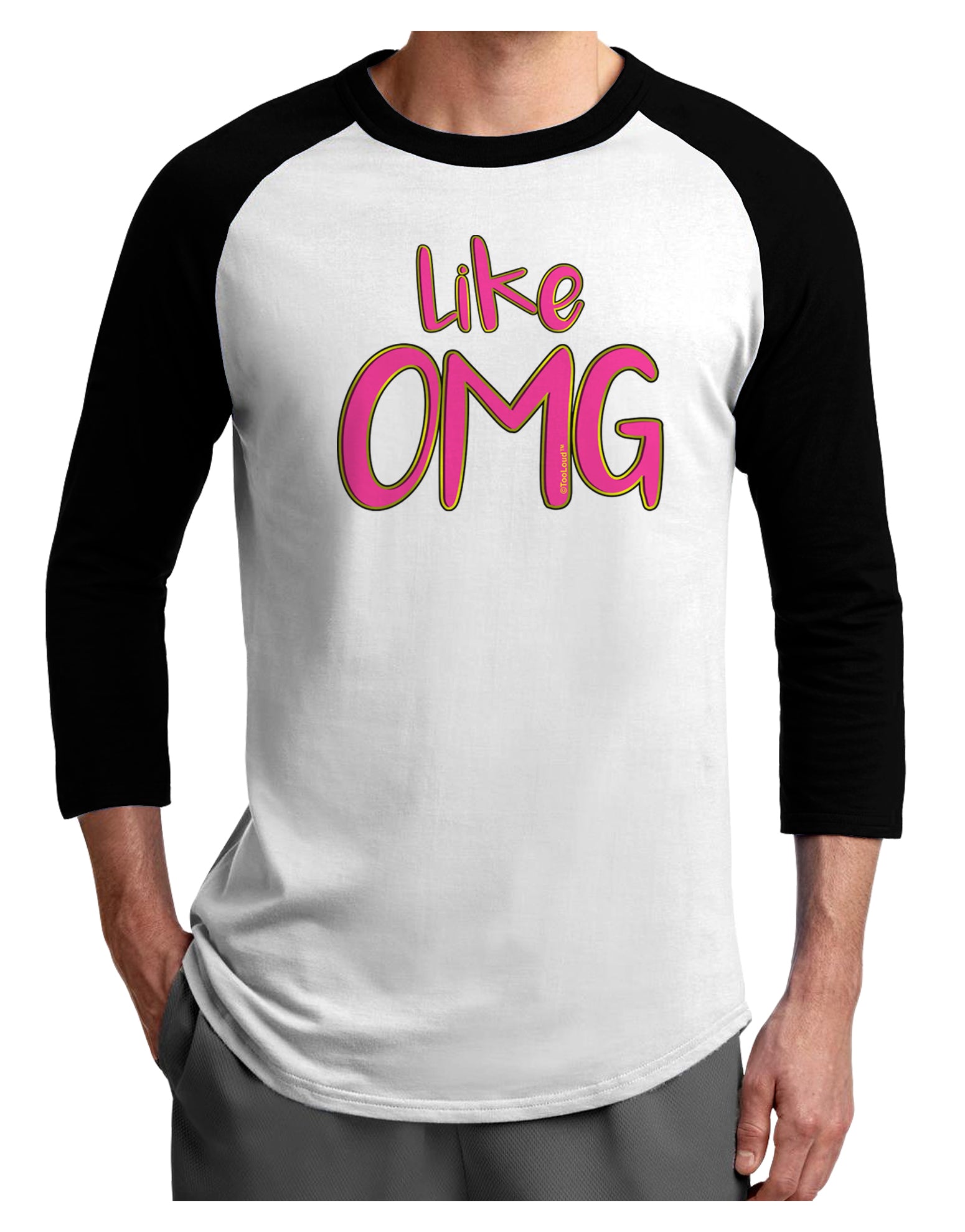 Like OMG Adult Raglan Shirt by TooLoud-TooLoud-White-Black-X-Small-Davson Sales