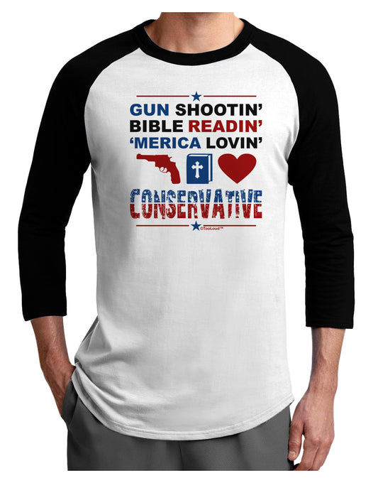 Gun Shootin' Conservative Adult Raglan Shirt-Raglan Shirt-TooLoud-White-Black-X-Small-Davson Sales