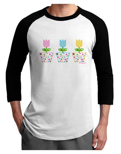 Three Easter Tulips Adult Raglan Shirt by TooLoud-TooLoud-White-Black-X-Small-Davson Sales