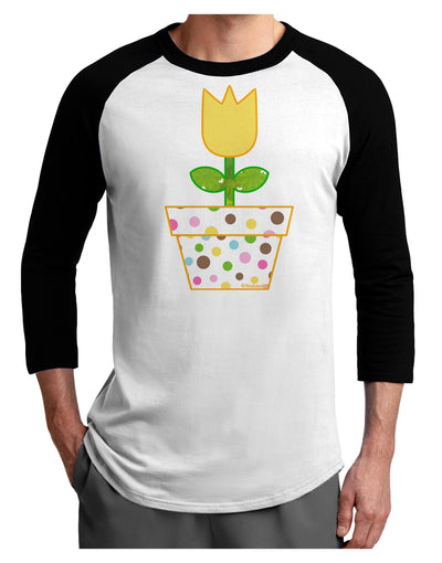 Easter Tulip Design - Yellow Adult Raglan Shirt by TooLoud-TooLoud-White-Black-X-Small-Davson Sales