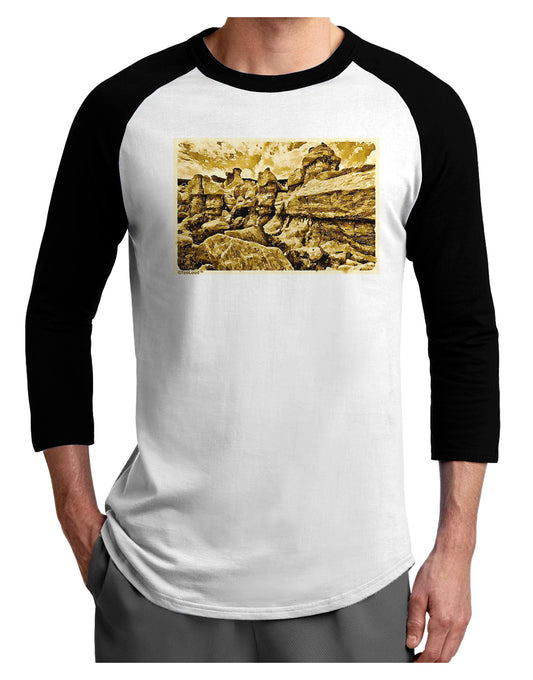 Watercolor Mountains Colorado Adult Raglan Shirt-TooLoud-White-Black-X-Small-Davson Sales
