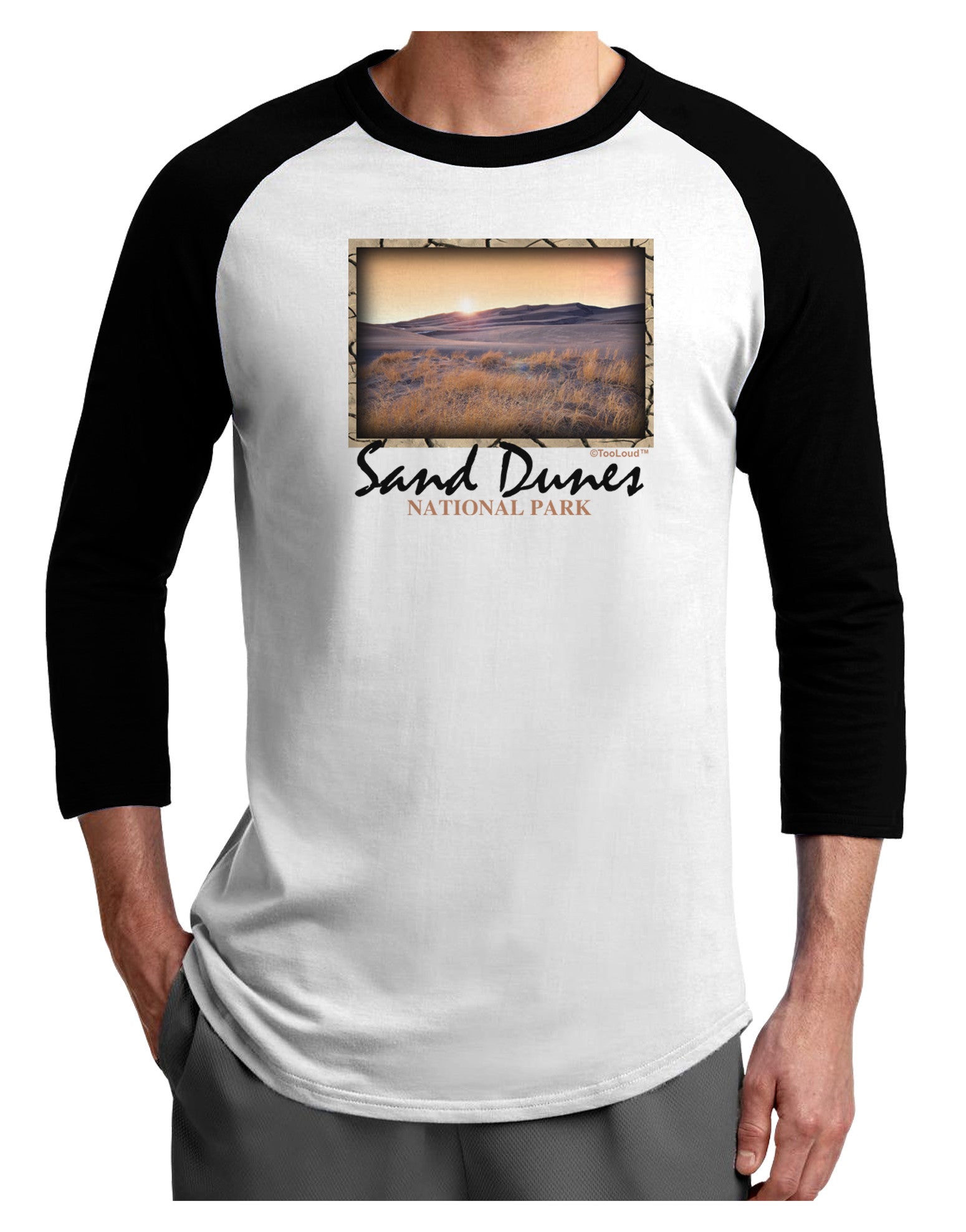 Colorado Sand Dunes Text Adult Raglan Shirt-Raglan Shirt-TooLoud-White-Black-X-Small-Davson Sales