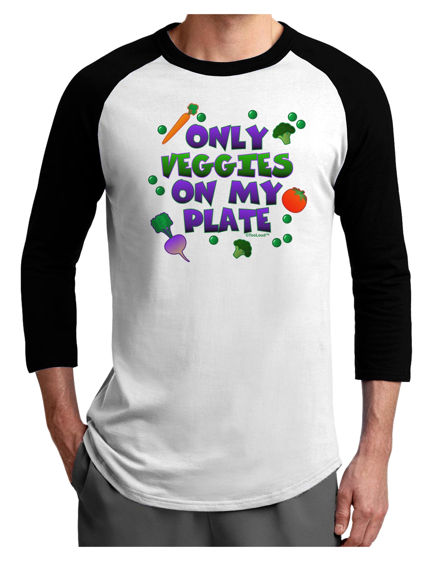 Only Veggies On My Plate Adult Raglan Shirt-Raglan Shirt-TooLoud-White-Black-X-Small-Davson Sales