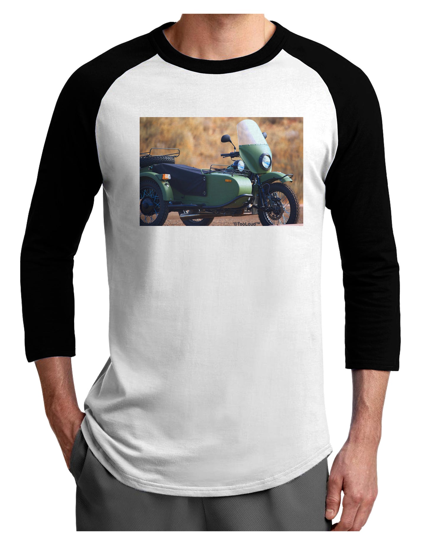 Sidecar Motorcycle Photo Adult Raglan Shirt-Raglan Shirt-TooLoud-White-Black-X-Small-Davson Sales