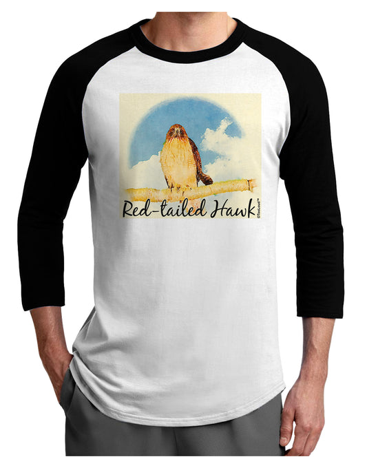 Red-tailed Hawk Text Adult Raglan Shirt-TooLoud-White-Black-X-Small-Davson Sales