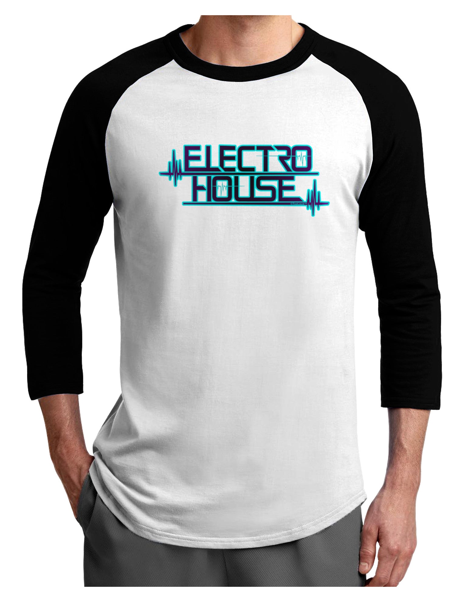 Electro House Bolt Adult Raglan Shirt-Raglan Shirt-TooLoud-White-Black-X-Small-Davson Sales