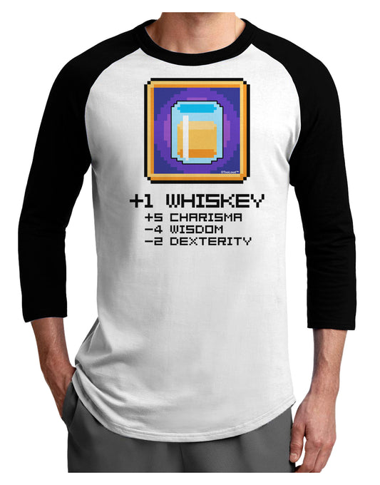 Pixel Whiskey Item Adult Raglan Shirt-TooLoud-White-Black-X-Small-Davson Sales