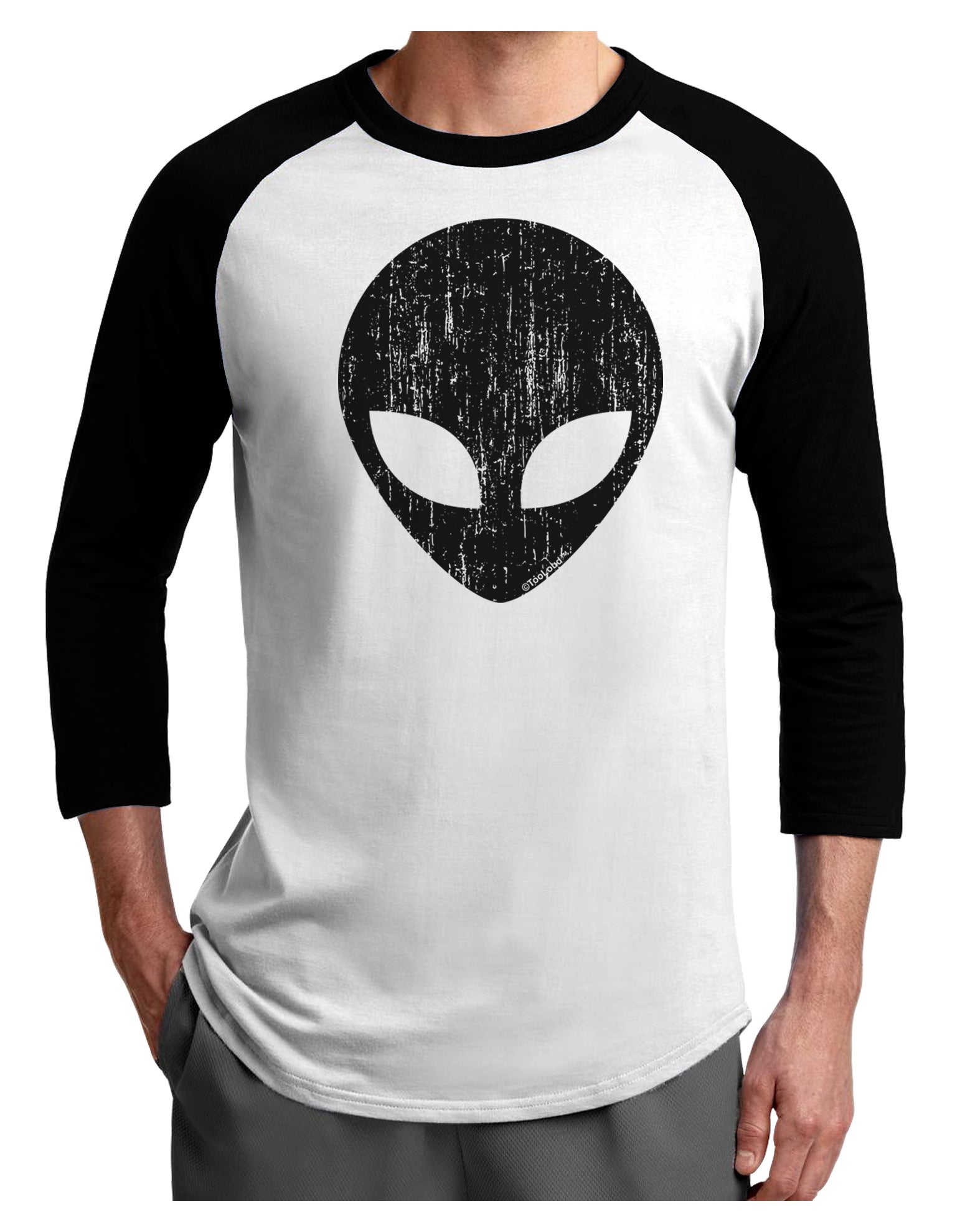 Extraterrestrial Face - Alien Distressed Adult Raglan Shirt by TooLoud-TooLoud-White-Black-X-Small-Davson Sales