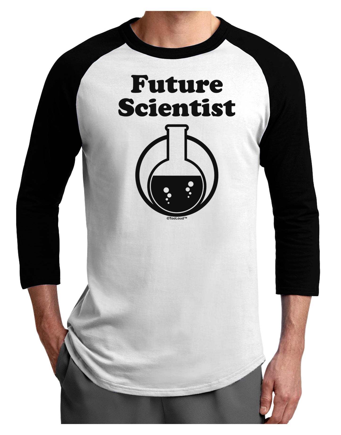 Future Scientist Adult Raglan Shirt-TooLoud-White-Black-X-Small-Davson Sales