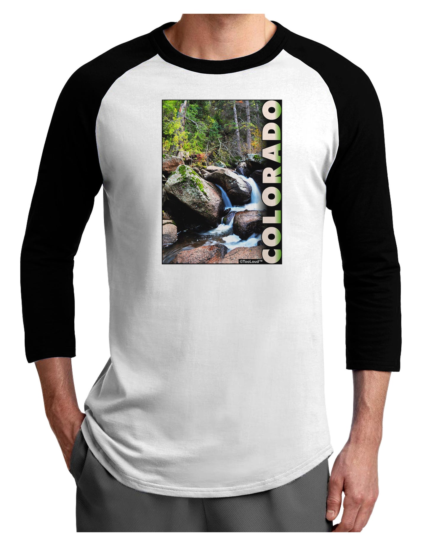 Rockies River with Text Adult Raglan Shirt-Raglan Shirt-TooLoud-White-Black-X-Small-Davson Sales