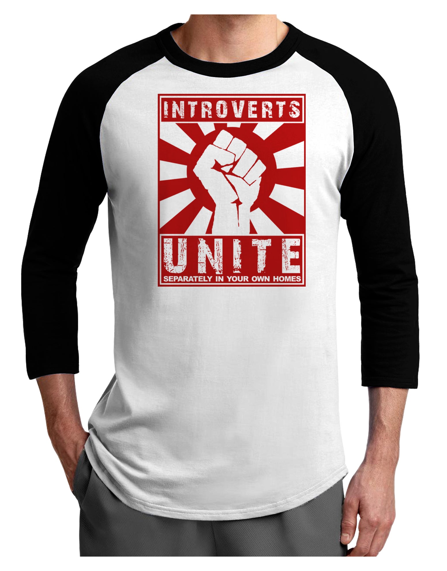 Introverts Unite Funny Adult Raglan Shirt by TooLoud-TooLoud-White-Black-X-Small-Davson Sales