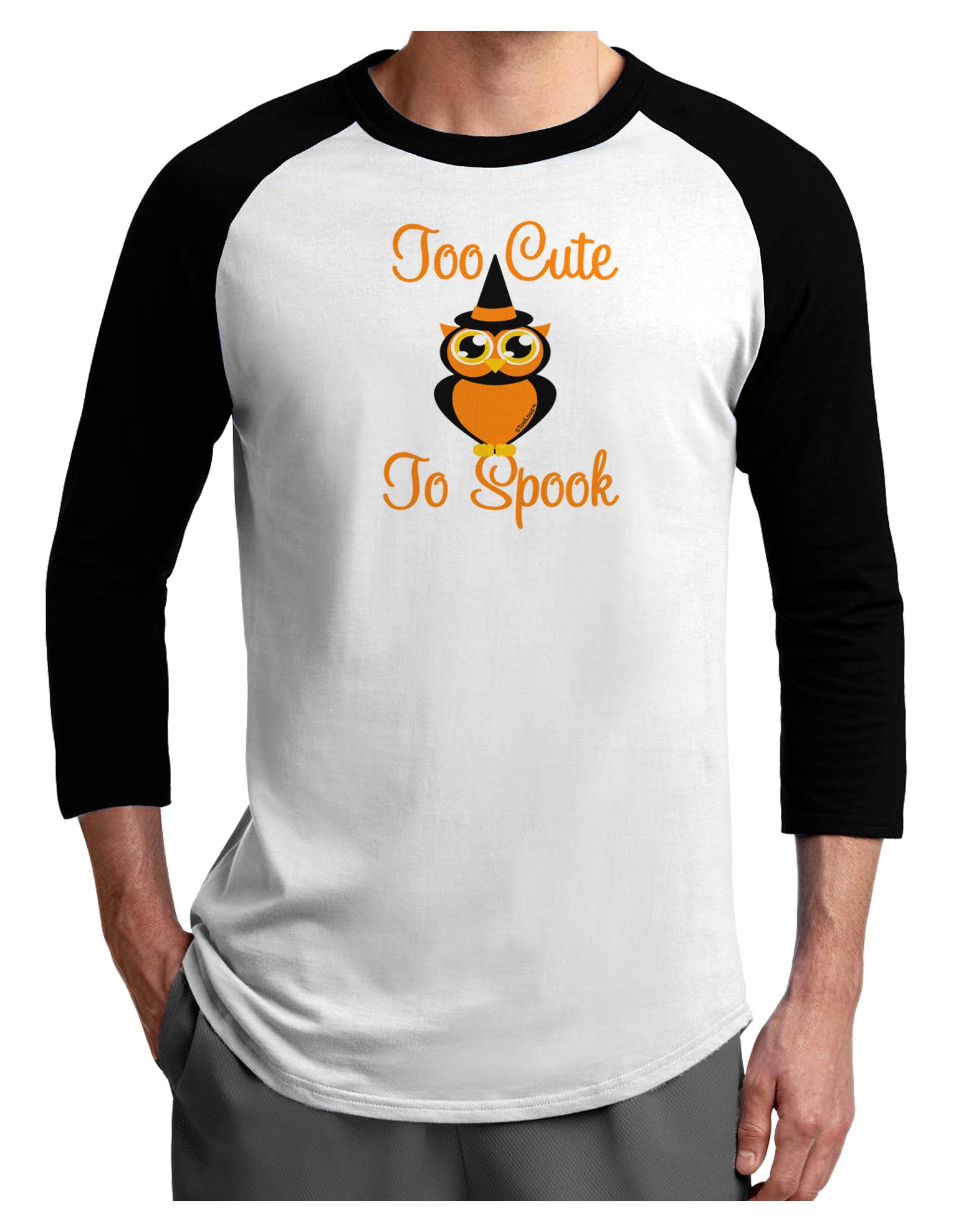 Owl Too Cute Orange Adult Raglan Shirt-Raglan Shirt-TooLoud-White-Black-X-Small-Davson Sales