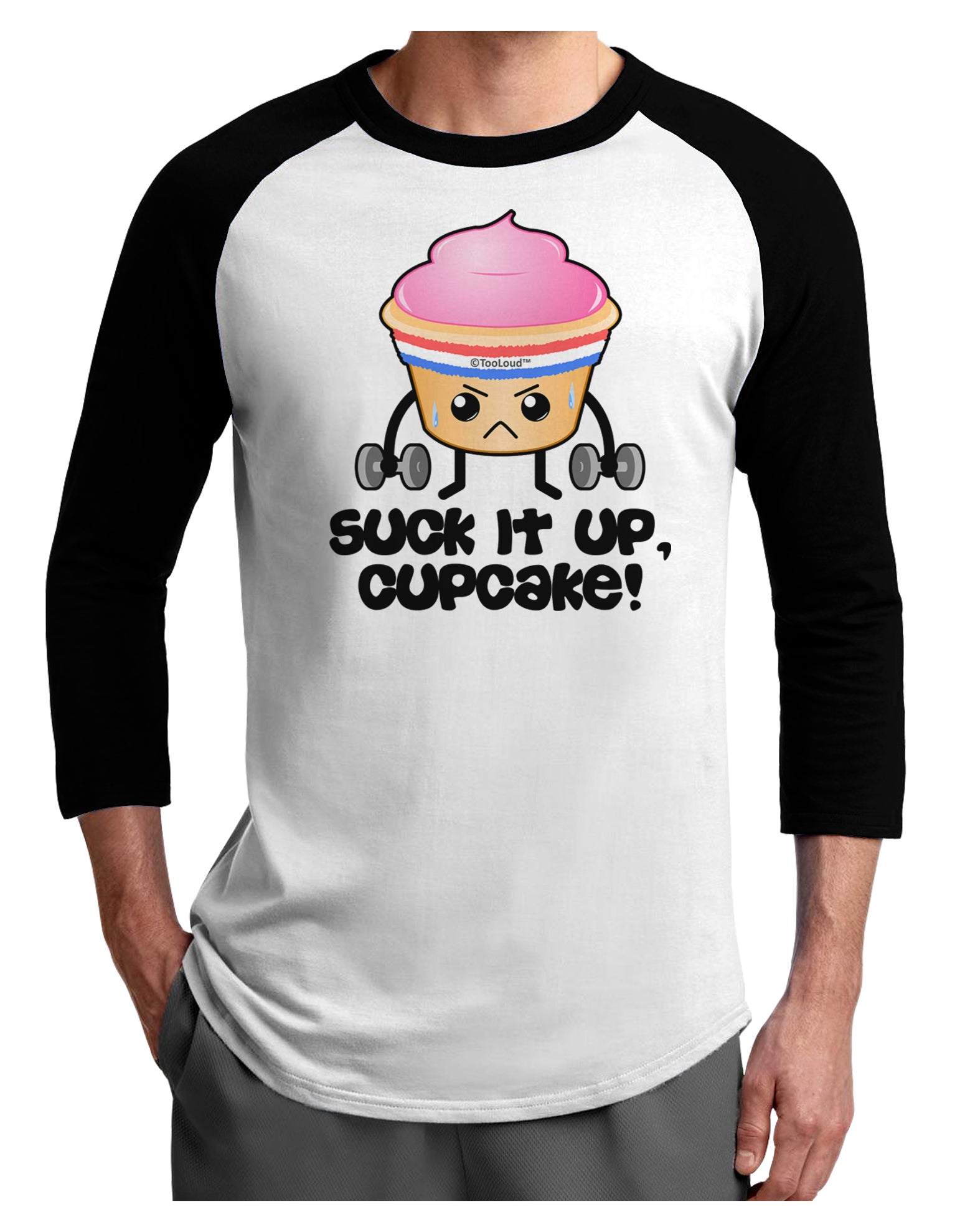 Suck It Up Cupcake Design Adult Raglan Shirt by TooLoud-TooLoud-White-Black-X-Small-Davson Sales