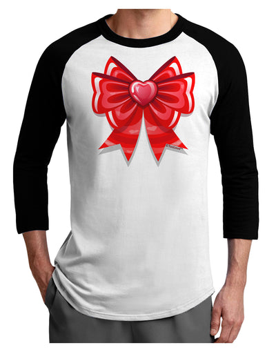 Valentine's Day Heart Bow Adult Raglan Shirt-Raglan Shirt-TooLoud-White-Black-X-Small-Davson Sales