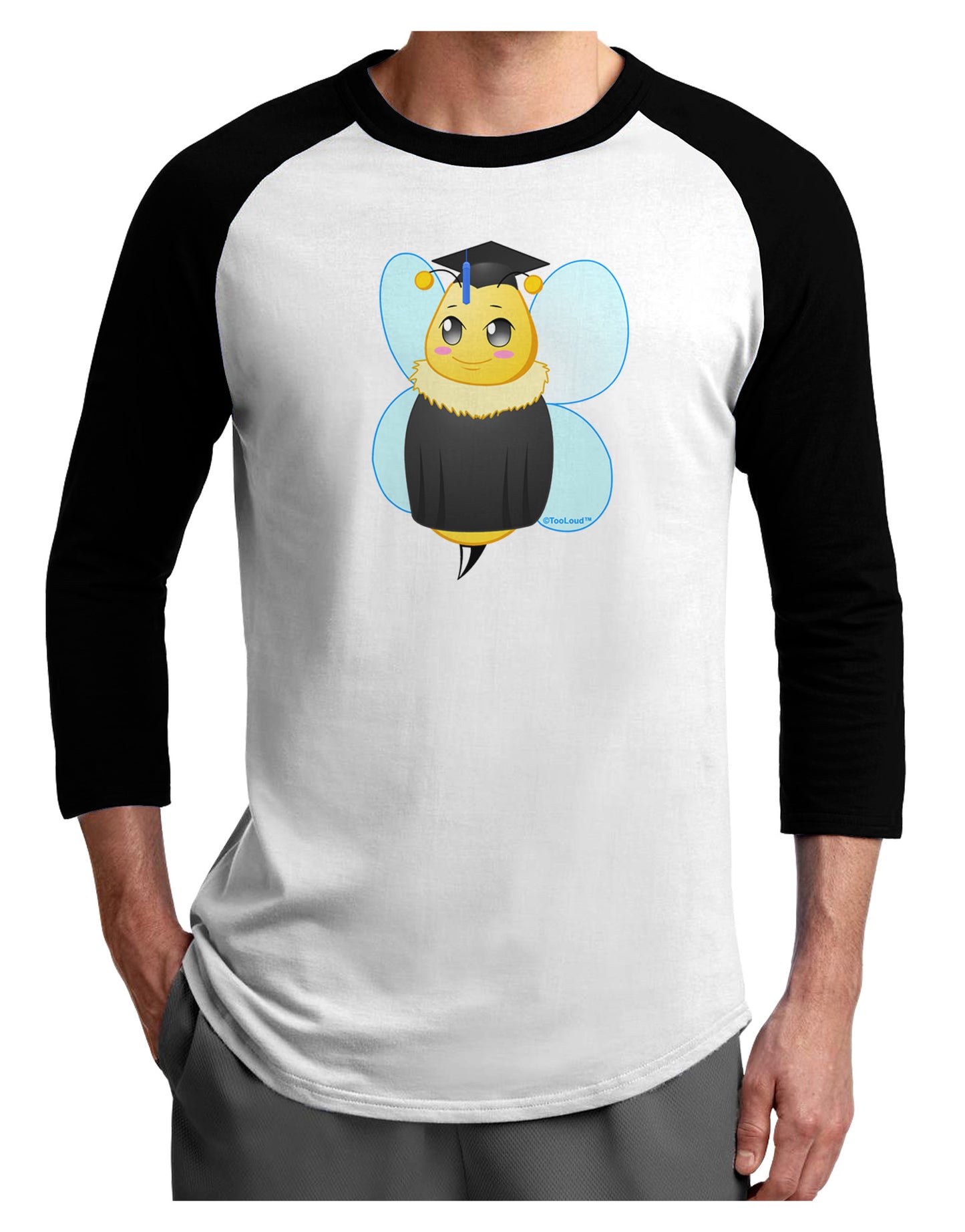 Graduation Bee Adult Raglan Shirt-Raglan Shirt-TooLoud-White-Black-X-Small-Davson Sales