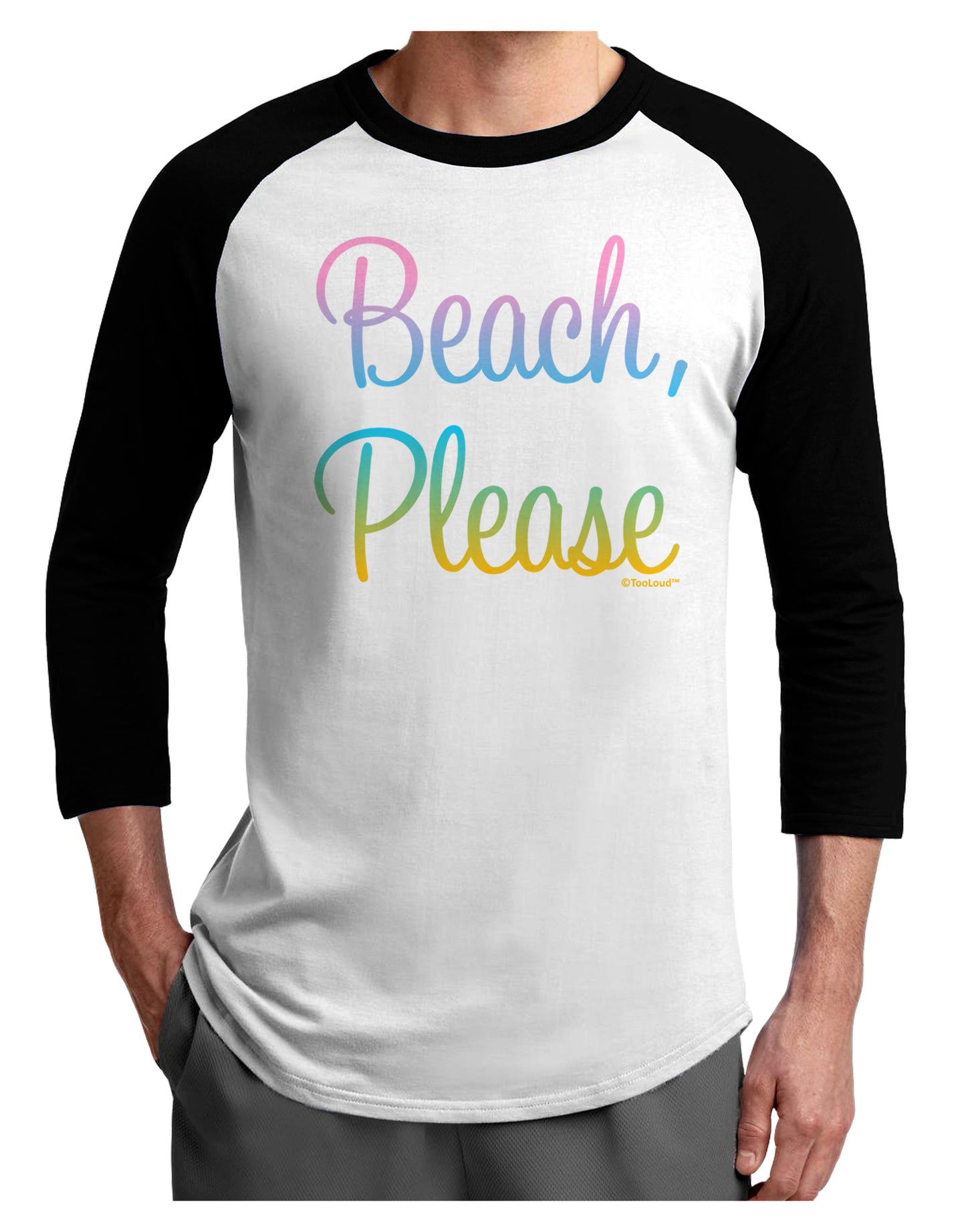 Beach Please - Summer Colors Adult Raglan Shirt-TooLoud-White-Black-X-Small-Davson Sales