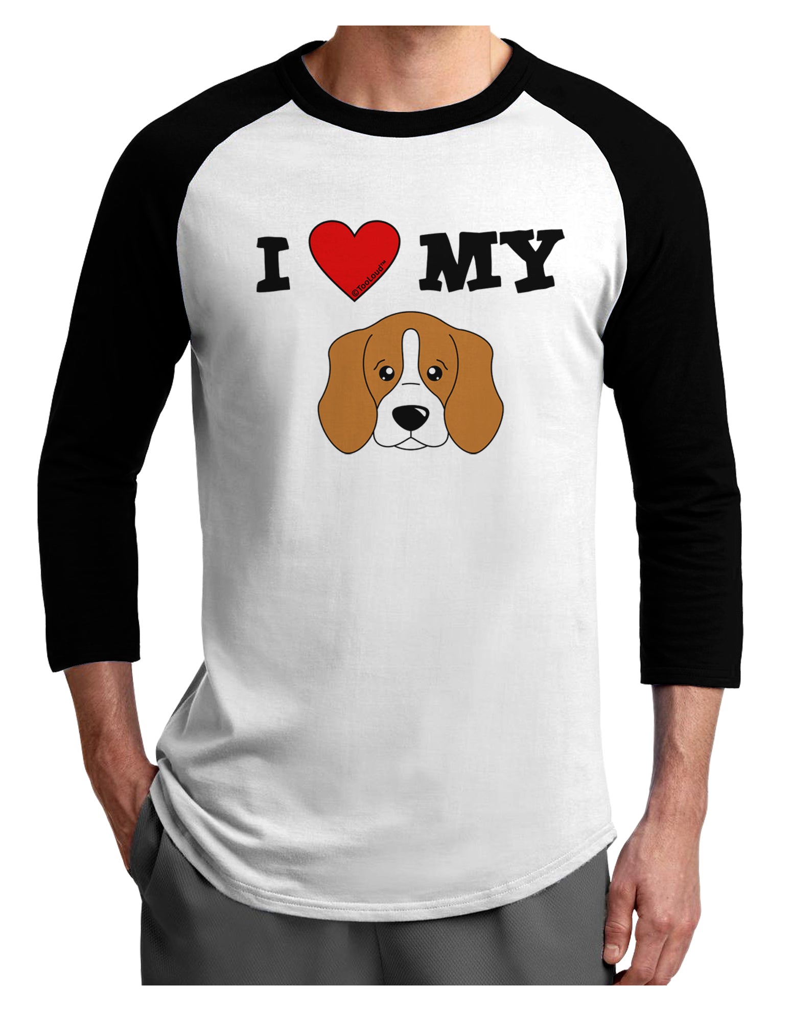 I Heart My - Cute Beagle Dog Adult Raglan Shirt by TooLoud-TooLoud-White-Black-X-Small-Davson Sales