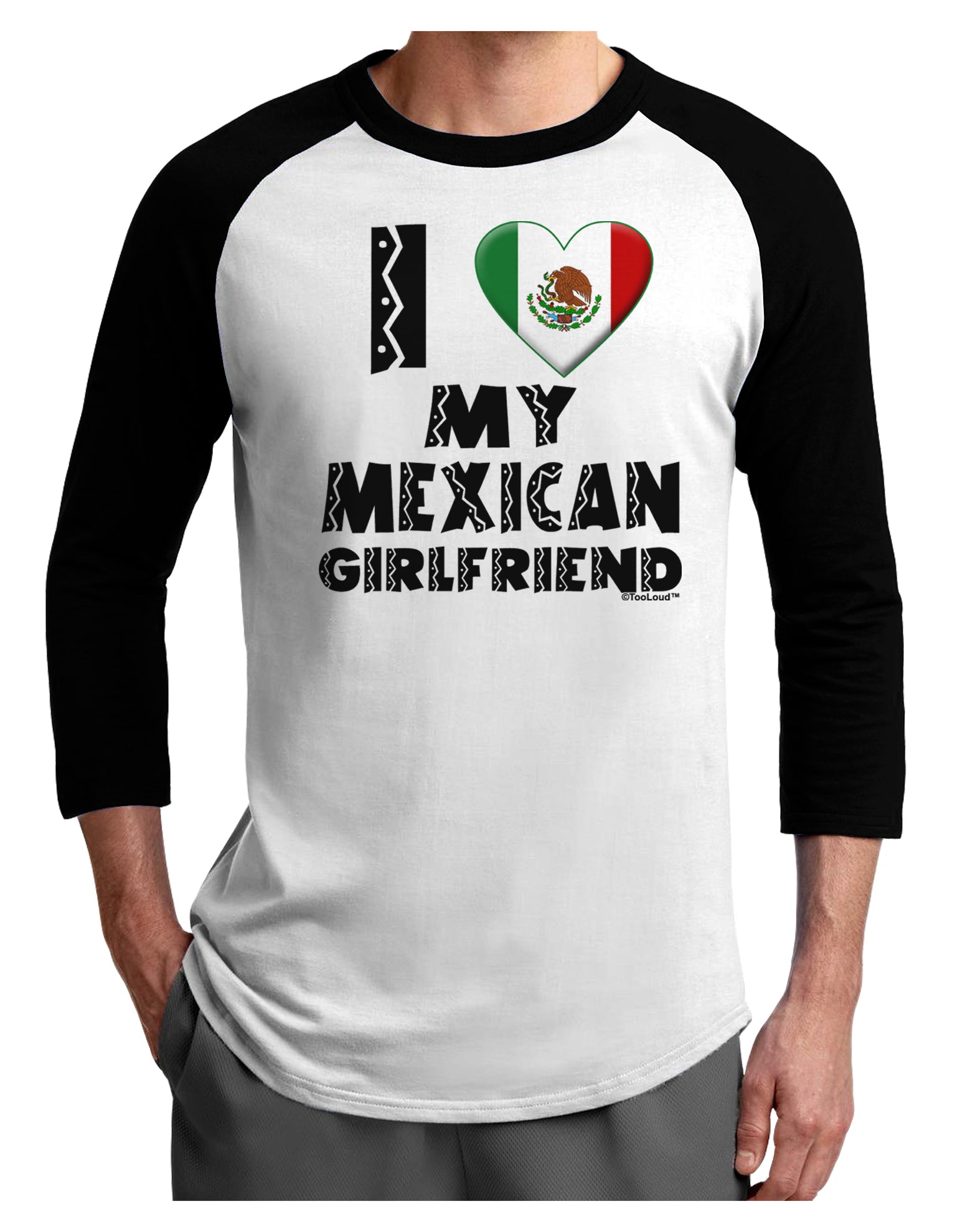 I Heart My Mexican Girlfriend Adult Raglan Shirt by TooLoud-TooLoud-White-Black-X-Small-Davson Sales