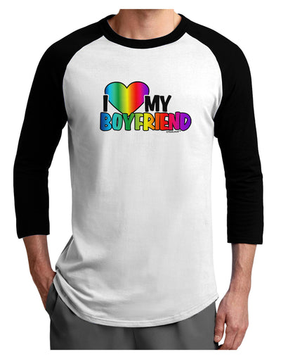 I Heart My Boyfriend - Rainbow Adult Raglan Shirt