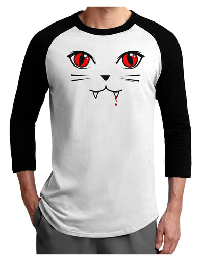 Vamp Kitty Adult Raglan Shirt-TooLoud-White-Black-X-Small-Davson Sales