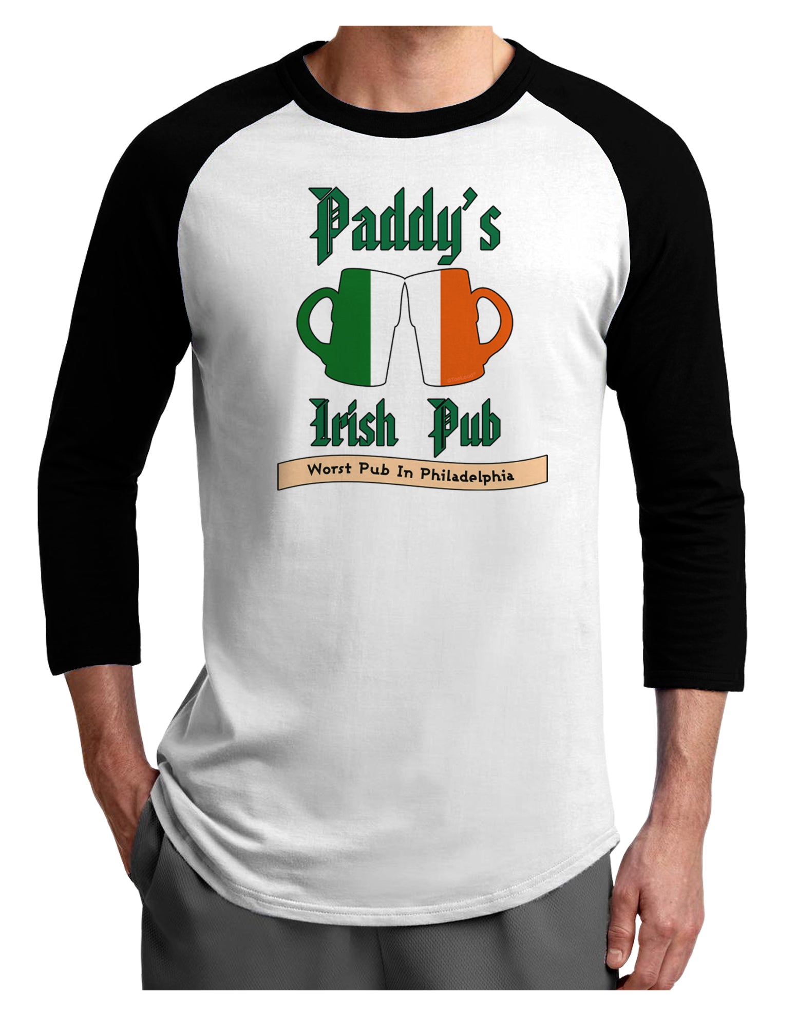 Paddy's Irish Pub Adult Raglan Shirt by TooLoud-Clothing-TooLoud-White-Black-X-Small-Davson Sales