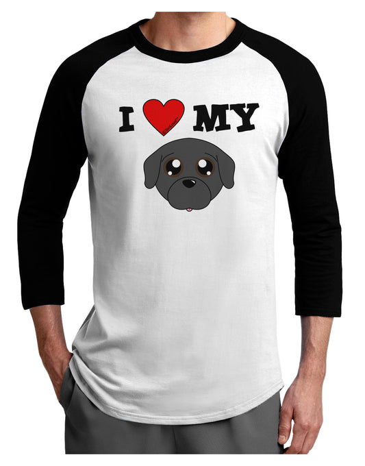 I Heart My - Cute Pug Dog - Black Adult Raglan Shirt by TooLoud-TooLoud-White-Black-X-Small-Davson Sales