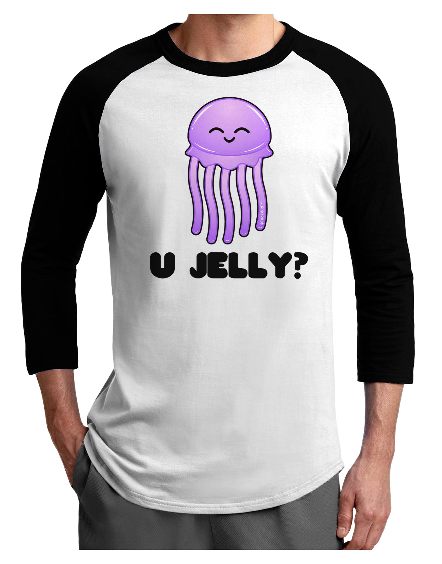 U Jelly Cute Jellyfish Adult Raglan Shirt by TooLoud-TooLoud-White-Black-X-Small-Davson Sales