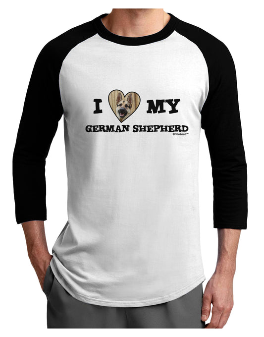 I Heart My German Shepherd Adult Raglan Shirt-Raglan Shirt-TooLoud-White-Black-X-Small-Davson Sales