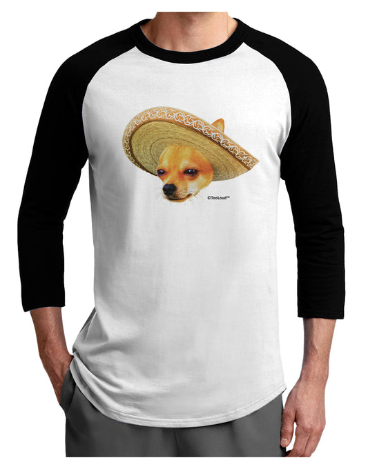 Chihuahua Dog with Sombrero - Patchwork Design Adult Raglan Shirt by TooLoud-TooLoud-White-Black-X-Small-Davson Sales