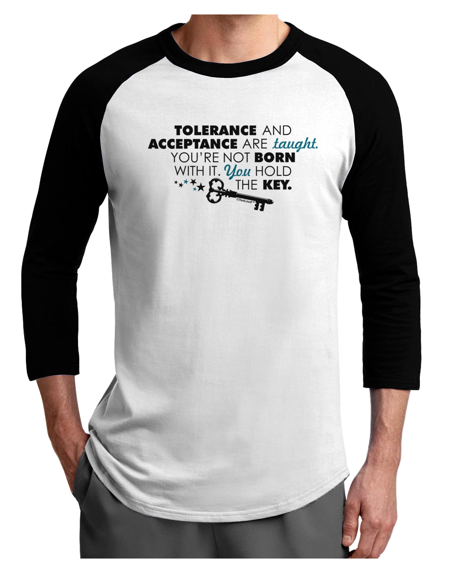 Tolerance And Acceptance Adult Raglan Shirt-Raglan Shirt-TooLoud-White-Black-X-Small-Davson Sales
