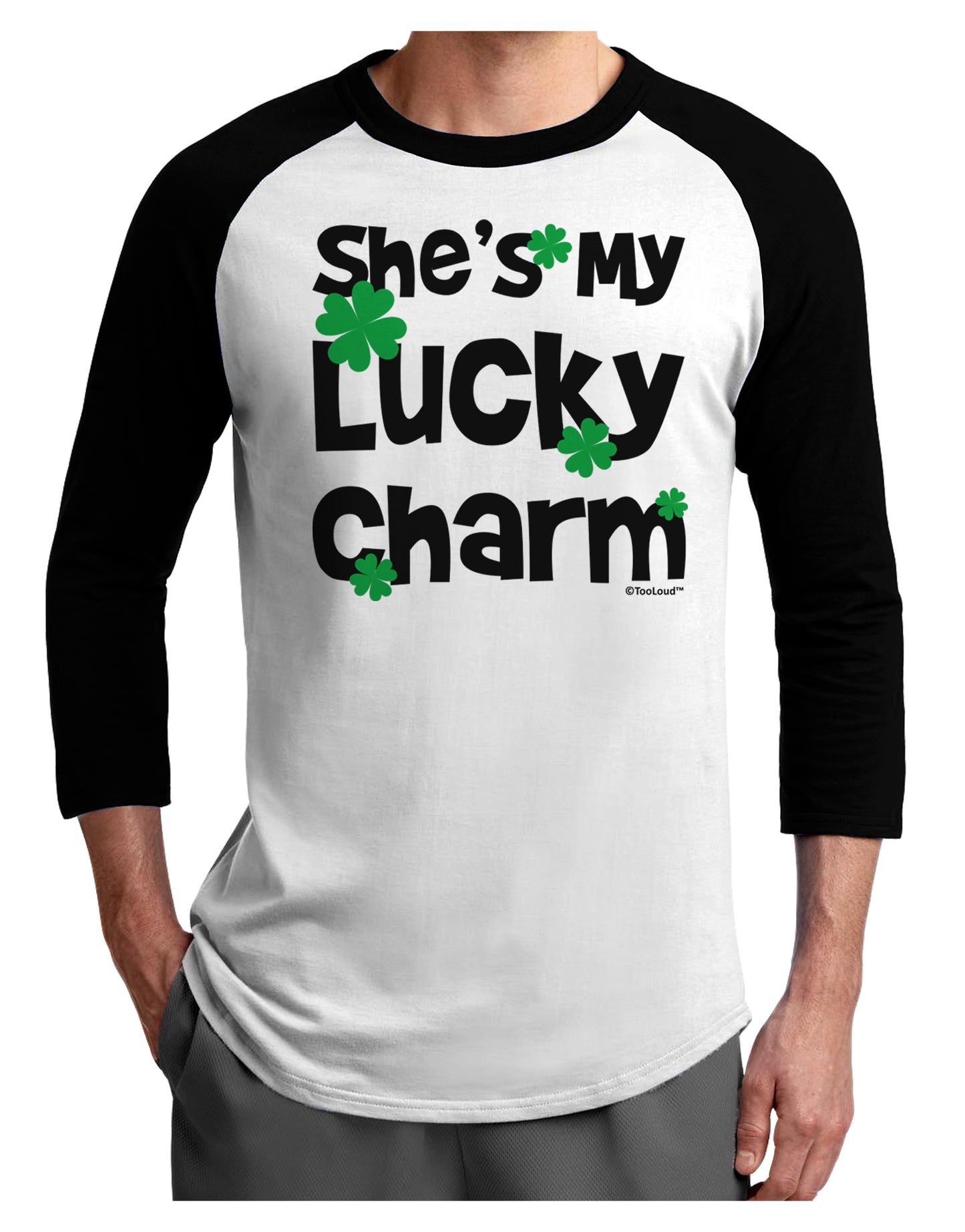 She's My Lucky Charm - Matching Couples Design Adult Raglan Shirt by TooLoud-Raglan Shirt-TooLoud-White-Black-X-Small-Davson Sales