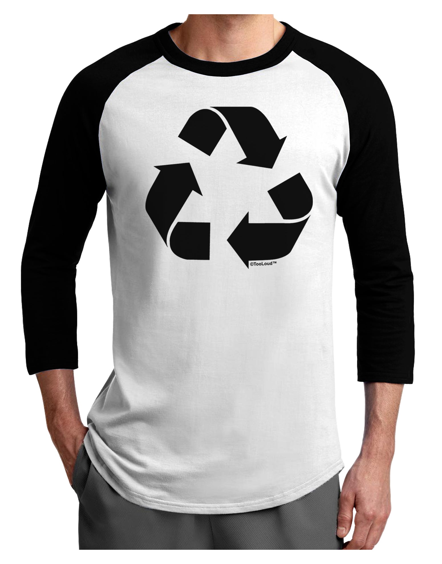 Recycle Black and White Adult Raglan Shirt by TooLoud-TooLoud-White-Black-X-Small-Davson Sales