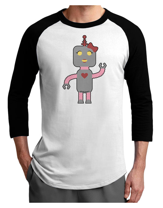 Cute Robot Female Adult Raglan Shirt-TooLoud-White-Black-X-Small-Davson Sales