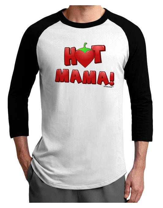 Hot Mama Chili Heart Adult Raglan Shirt-TooLoud-White-Black-X-Small-Davson Sales