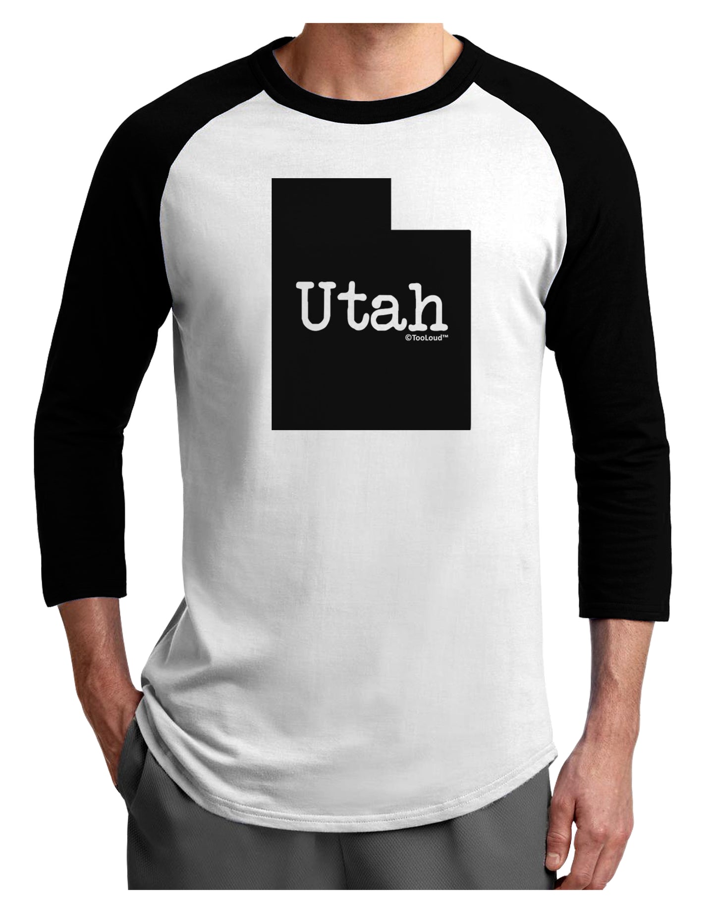 Utah - United States Shape Adult Raglan Shirt by TooLoud-TooLoud-White-Black-X-Small-Davson Sales