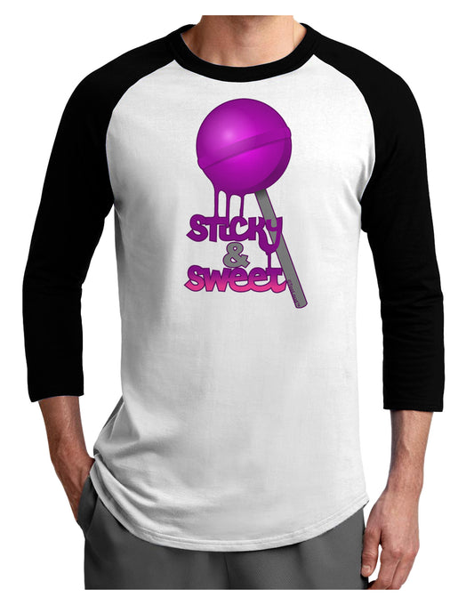Sticky & Sweet Lollipop Adult Raglan Shirt-Raglan Shirt-TooLoud-White-Black-X-Small-Davson Sales