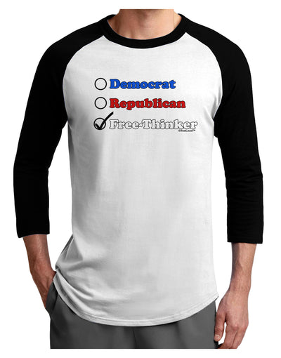 Free Thinker Checklist Adult Raglan Shirt-TooLoud-White-Black-X-Small-Davson Sales