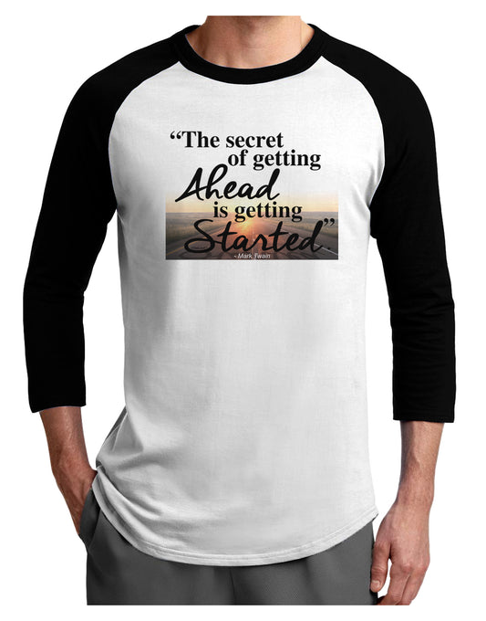 Getting Ahead Mark Twain Adult Raglan Shirt-Raglan Shirt-TooLoud-White-Black-X-Small-Davson Sales